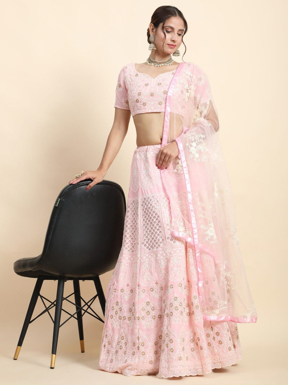 Baby Pink Color Designer Lehenga Choli For Wedding