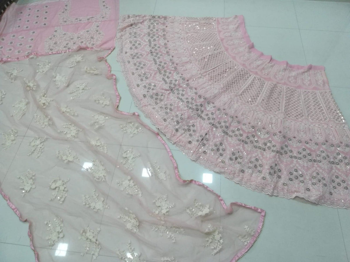 Baby Pink Color Designer Lehenga Choli For Wedding