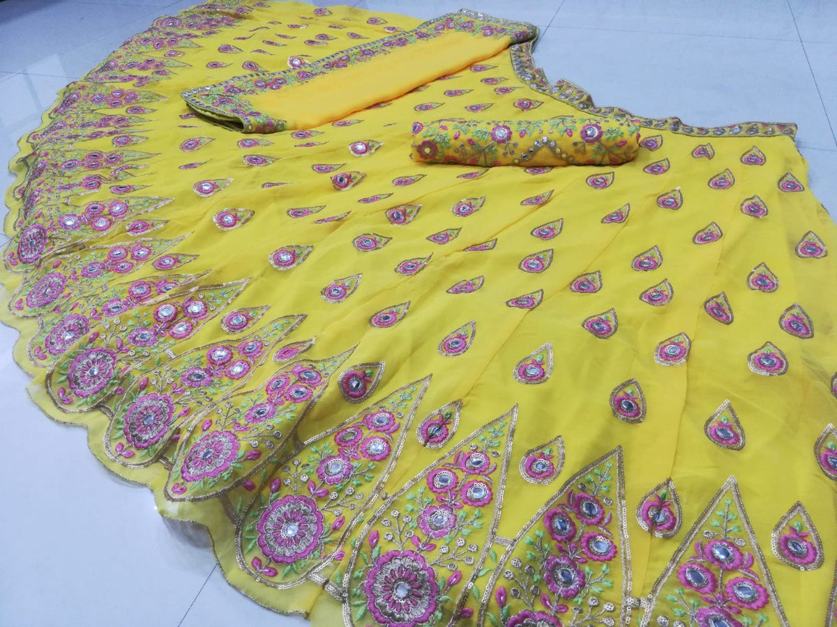 Yellow Color Designer Georgette Lehenga Choli