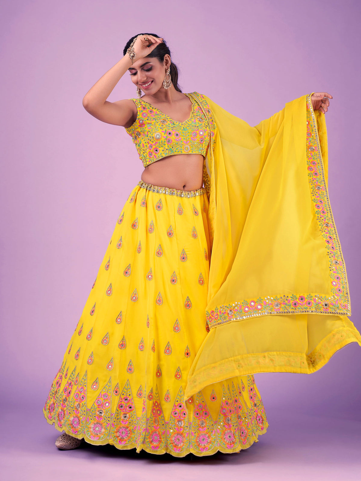 Yellow Color Designer Georgette Lehenga Choli