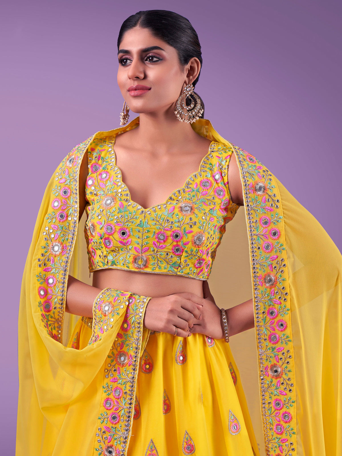 Yellow Color Designer Georgette Lehenga Choli