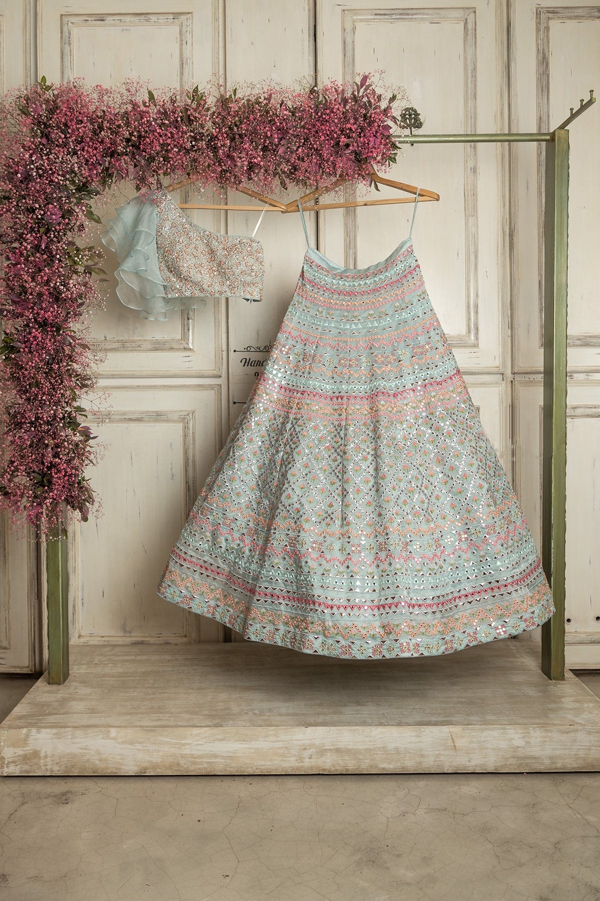 Light Sky Color Designer Party Wear Lehenga Choli