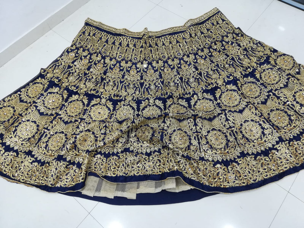 Blue Color Wedding Wear Designer VelvetLehenga Choli