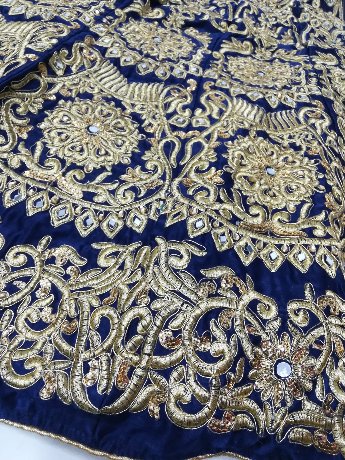 Blue Color Wedding Wear Designer VelvetLehenga Choli