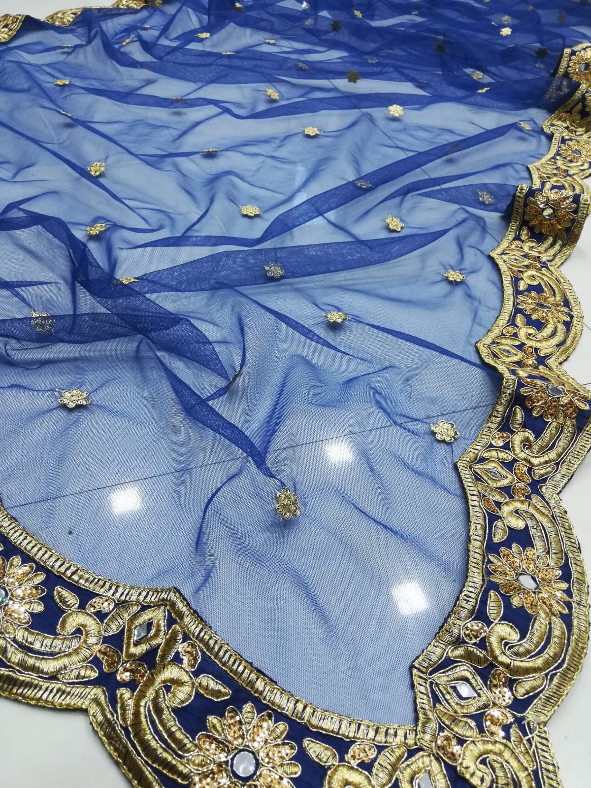 Blue Color Wedding Wear Designer VelvetLehenga Choli
