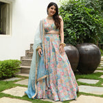 Sky Blue Color With Multi Work Designer Lehenga Choli
