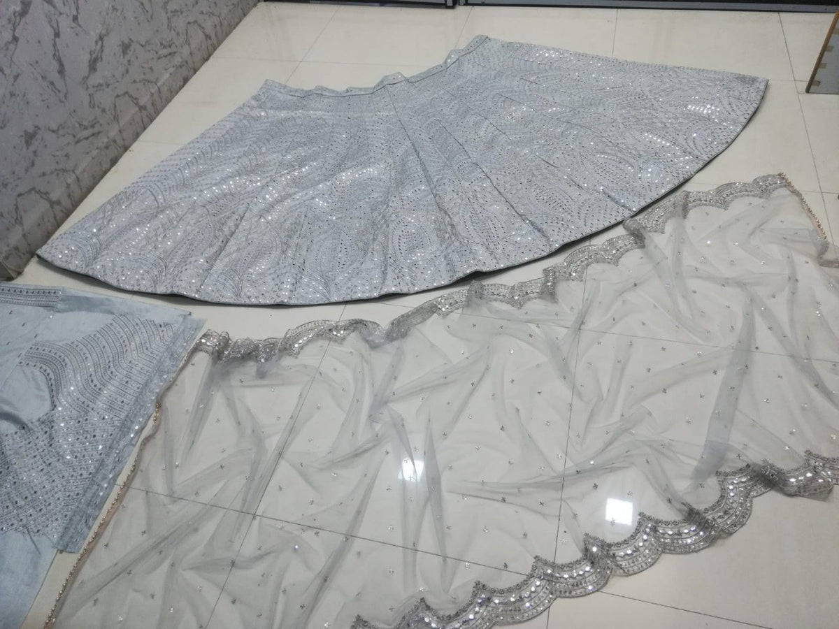 Gray Color Designer Embroidery Lehenga Choli