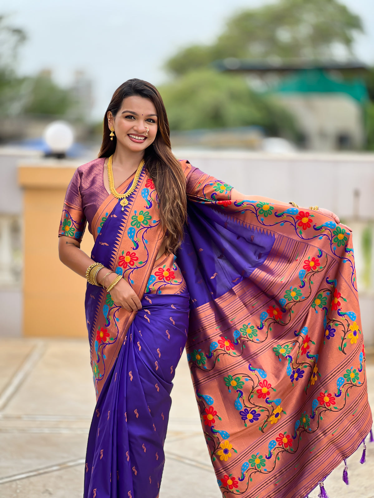 Peacock Woven Design Zari Paithani Saree