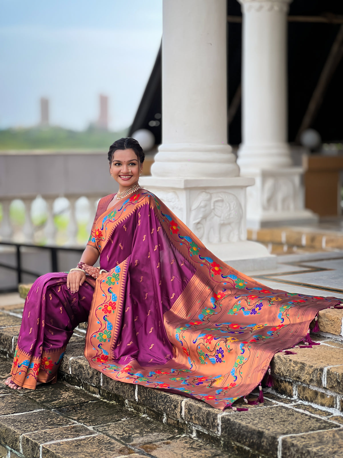 Peacock Woven Design Zari Paithani Saree