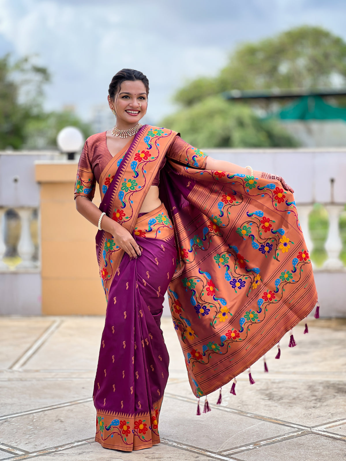 Peacock Woven Design Zari Paithani Saree