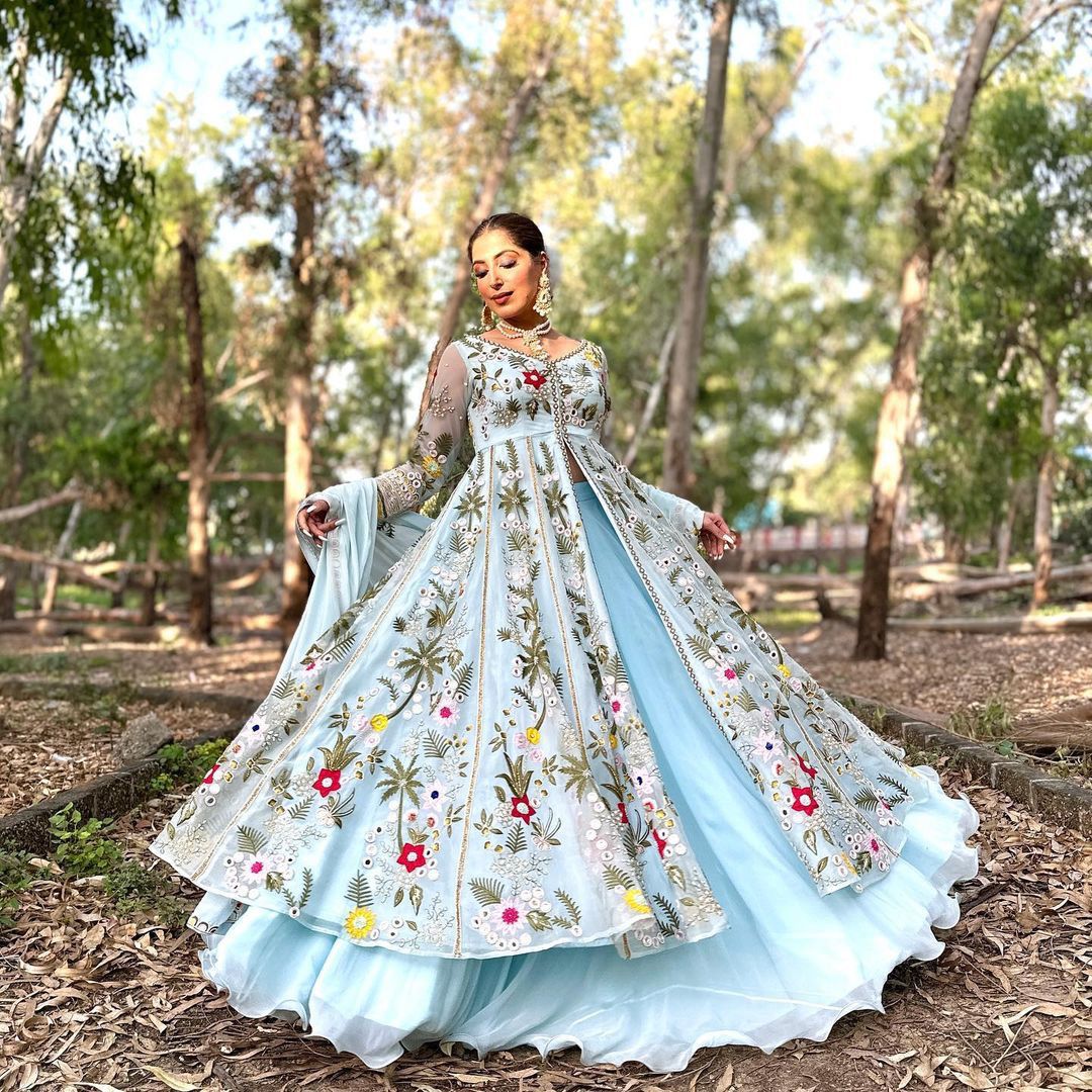 Premium Sky Blue Color Designer Gown at Affordable Rate - Joshindia