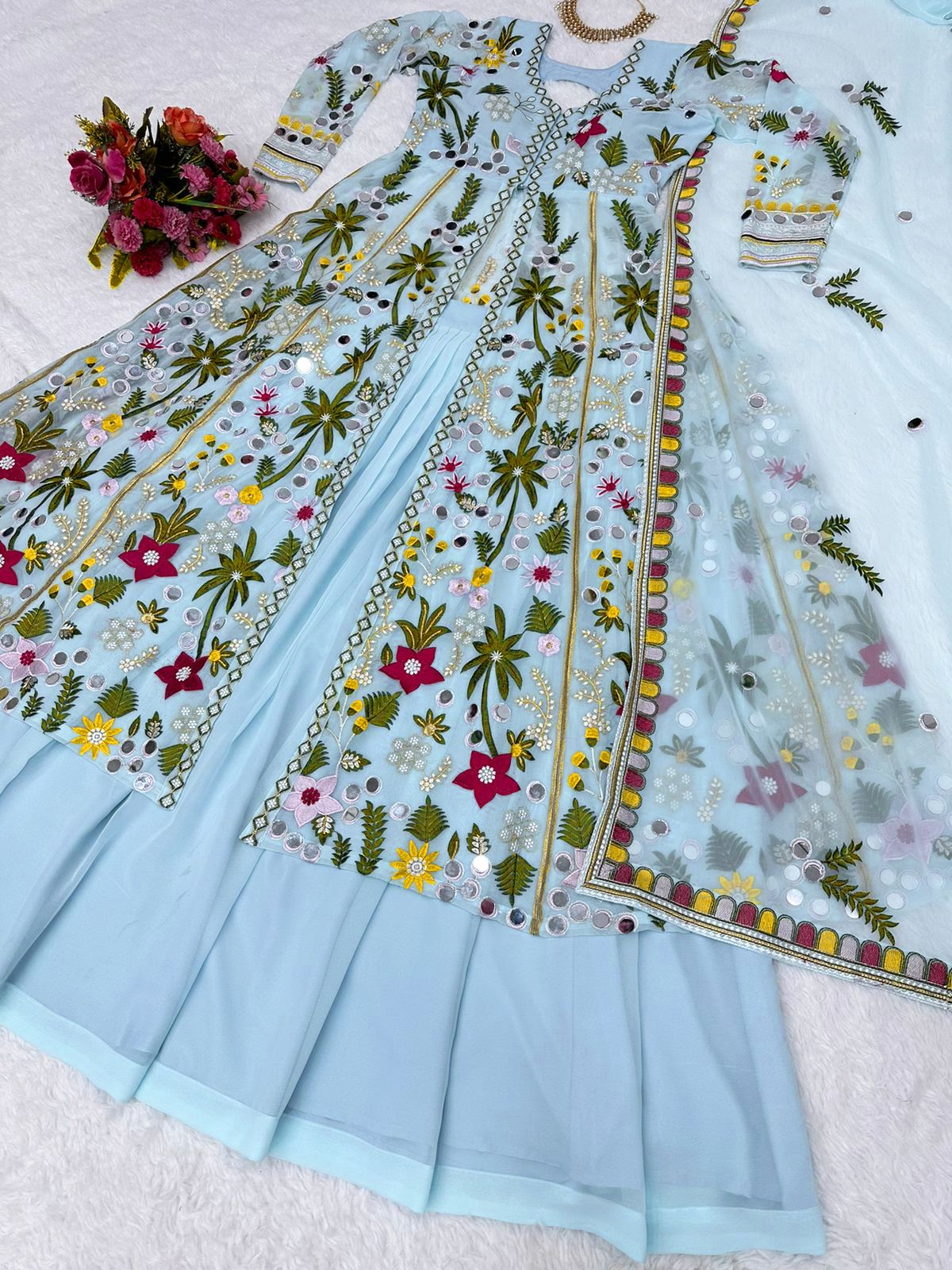 Premium Sky Blue Color Designer Gown at Affordable Rate - Joshindia