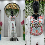 white color designer fancy kurta set - Joshindia