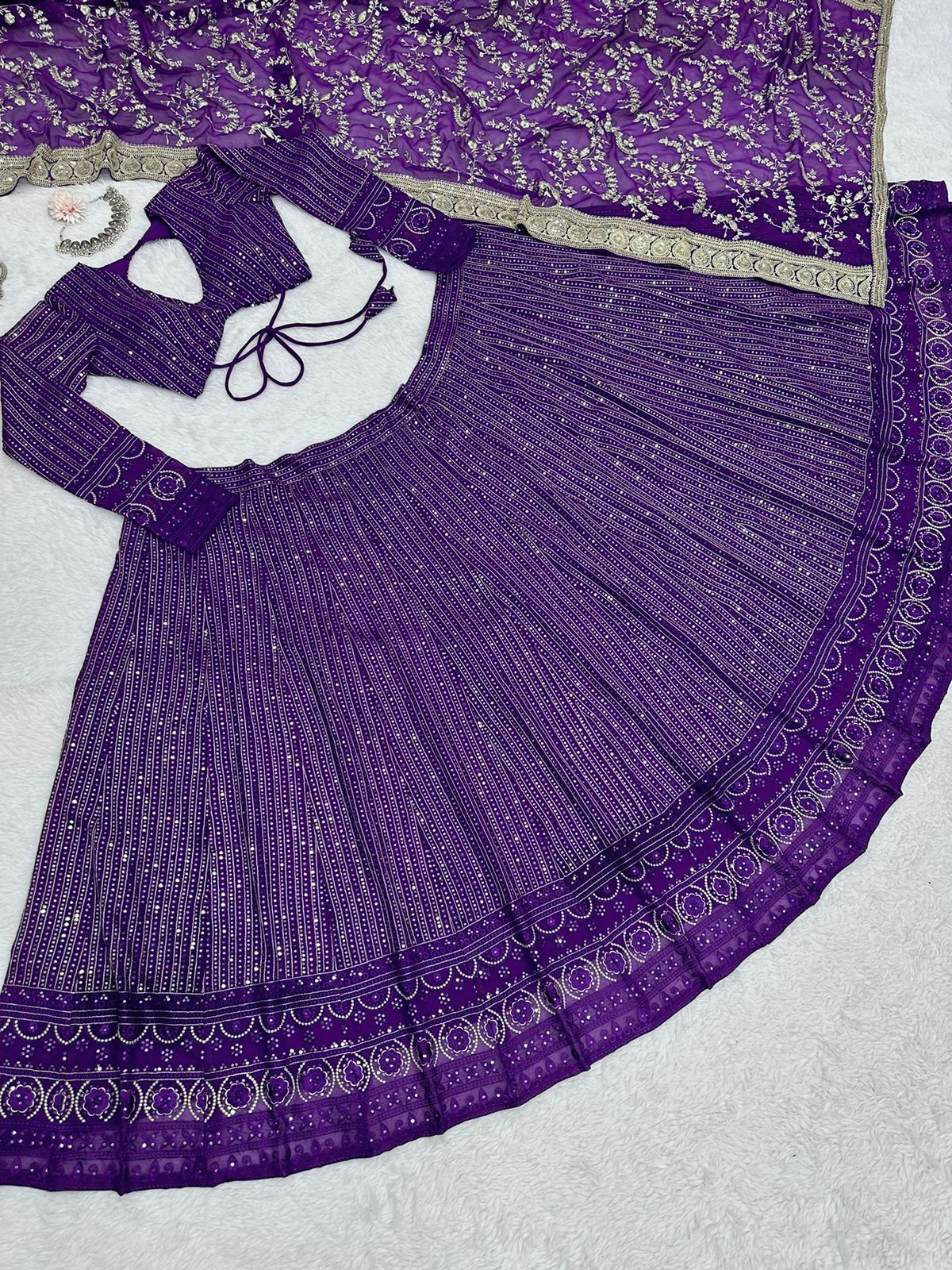 Lilac Color Latest Designer Lehenga Choli For Great Looks - Joshindia