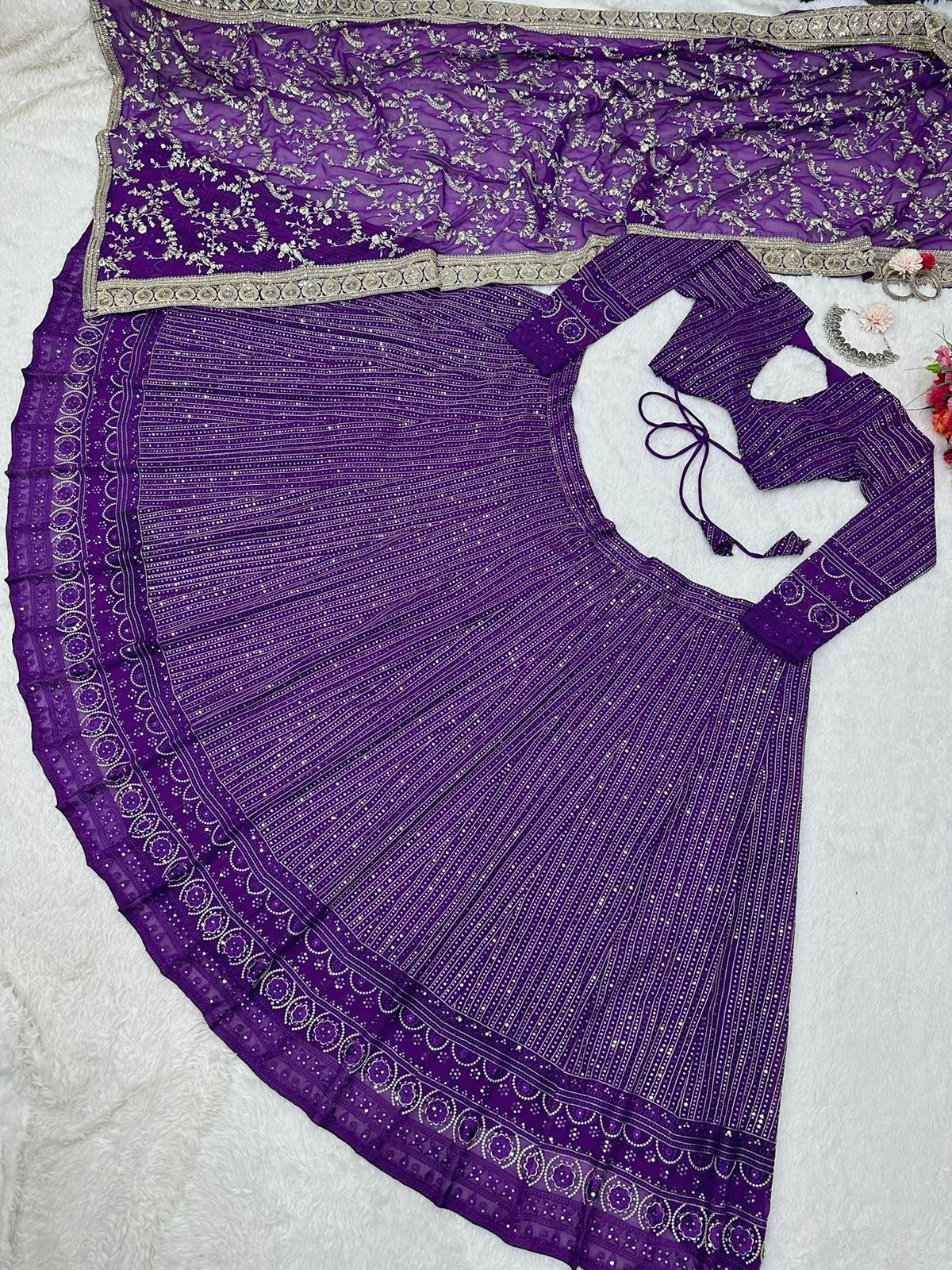 Lilac Color Latest Designer Lehenga Choli For Great Looks - Joshindia