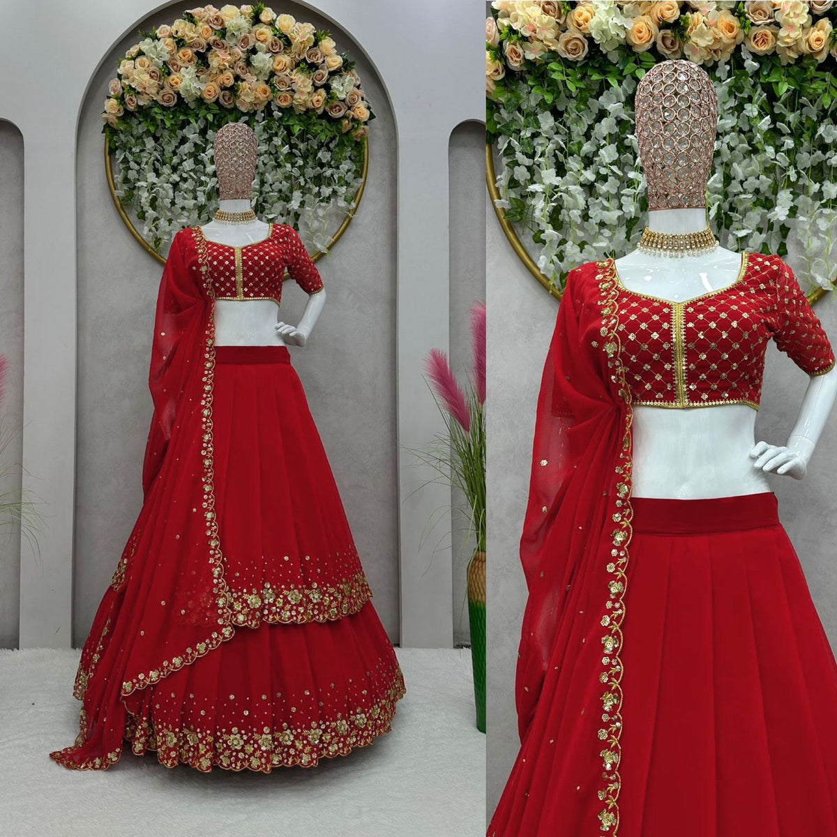 Buy Latest Red Color Lehenga Choli Online - Joshindia