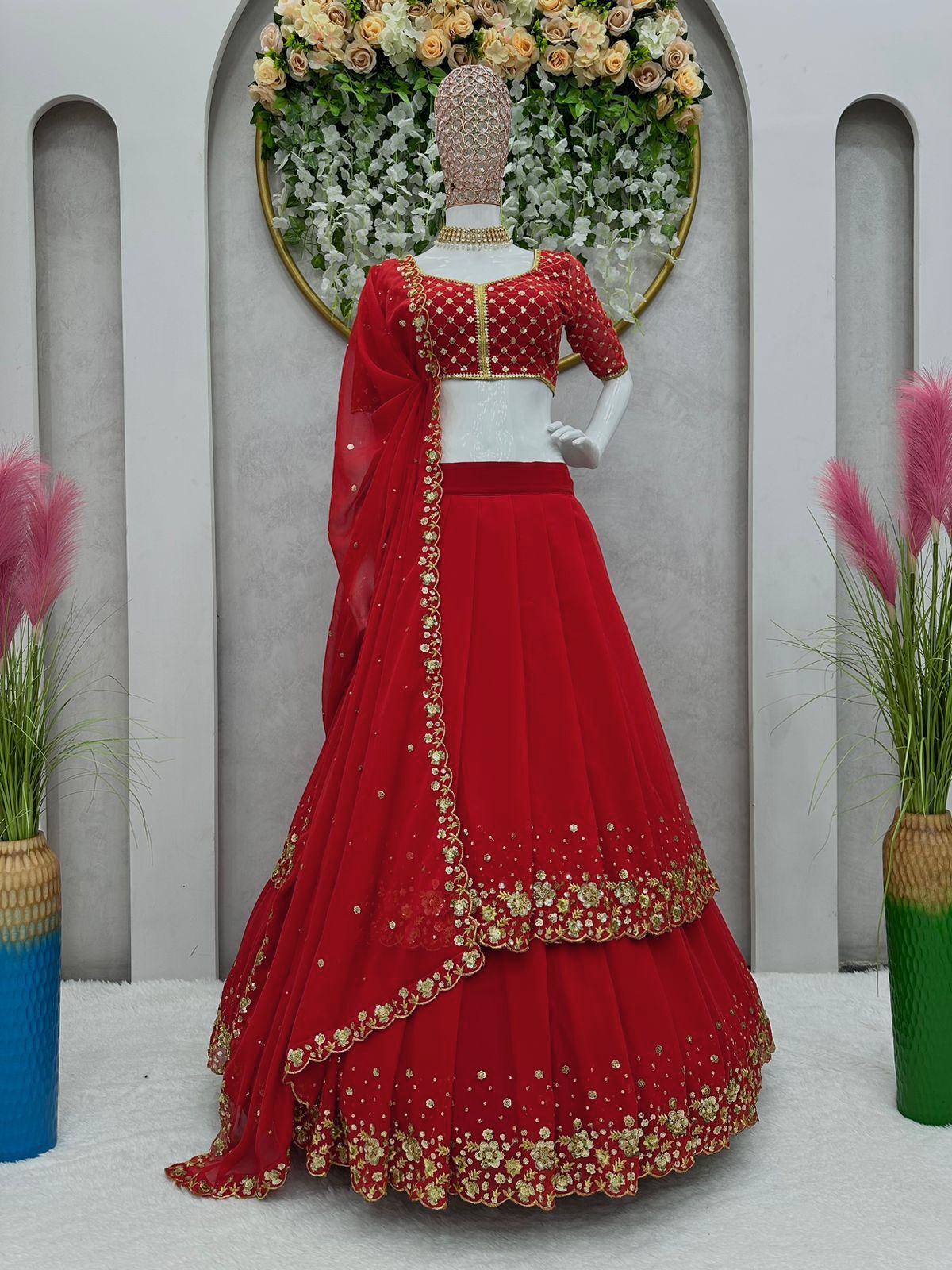 Buy Latest Red Color Lehenga Choli Online - Joshindia