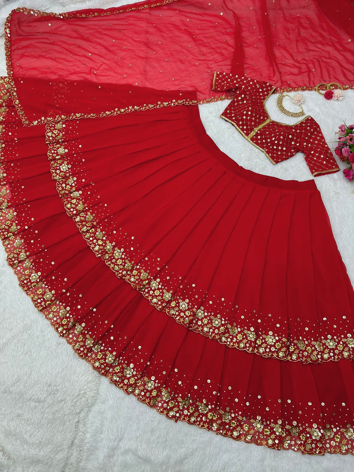 Buy Latest Red Color Lehenga Choli Online - Joshindia