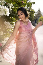 Buy Fancy Pink Saree for women Online - Joshindia
