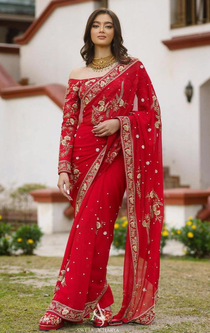 Red Saree - Buy Red Color Fashion Sarees Online - Joshindia