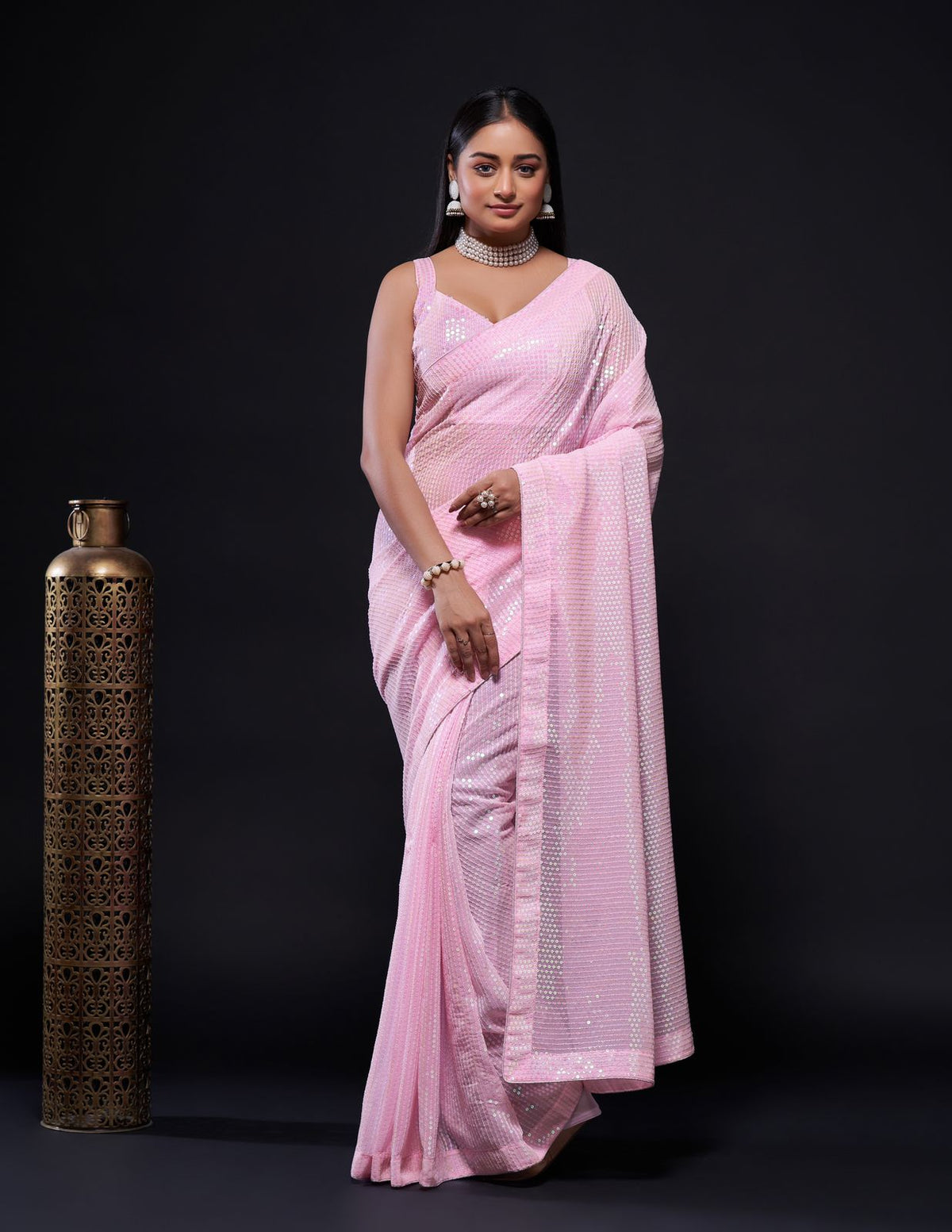 Buy Fancy Pink Saree for women Online - Joshindia