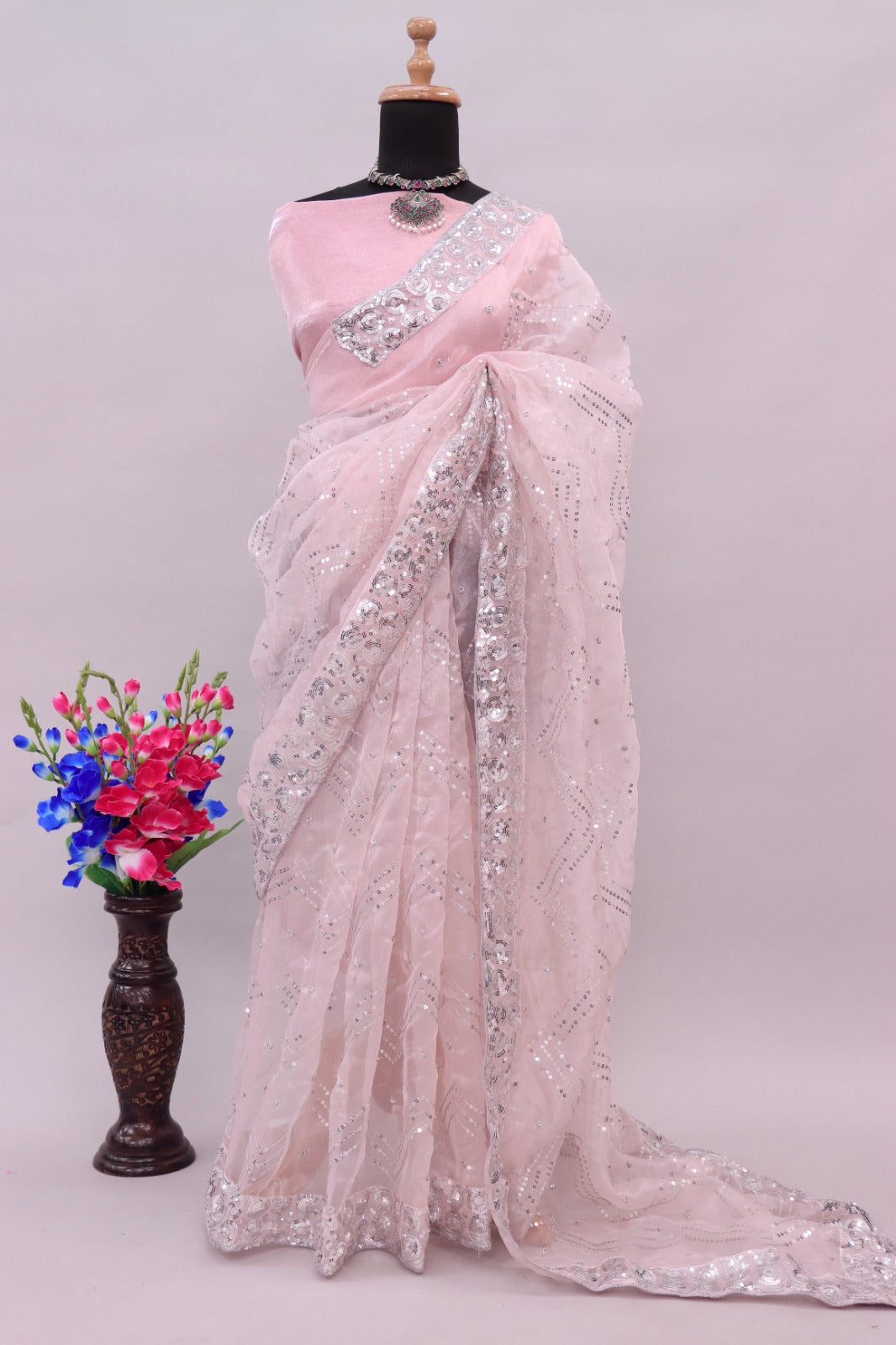 Buy Pink Embroidered Saree online in India - Joshindia