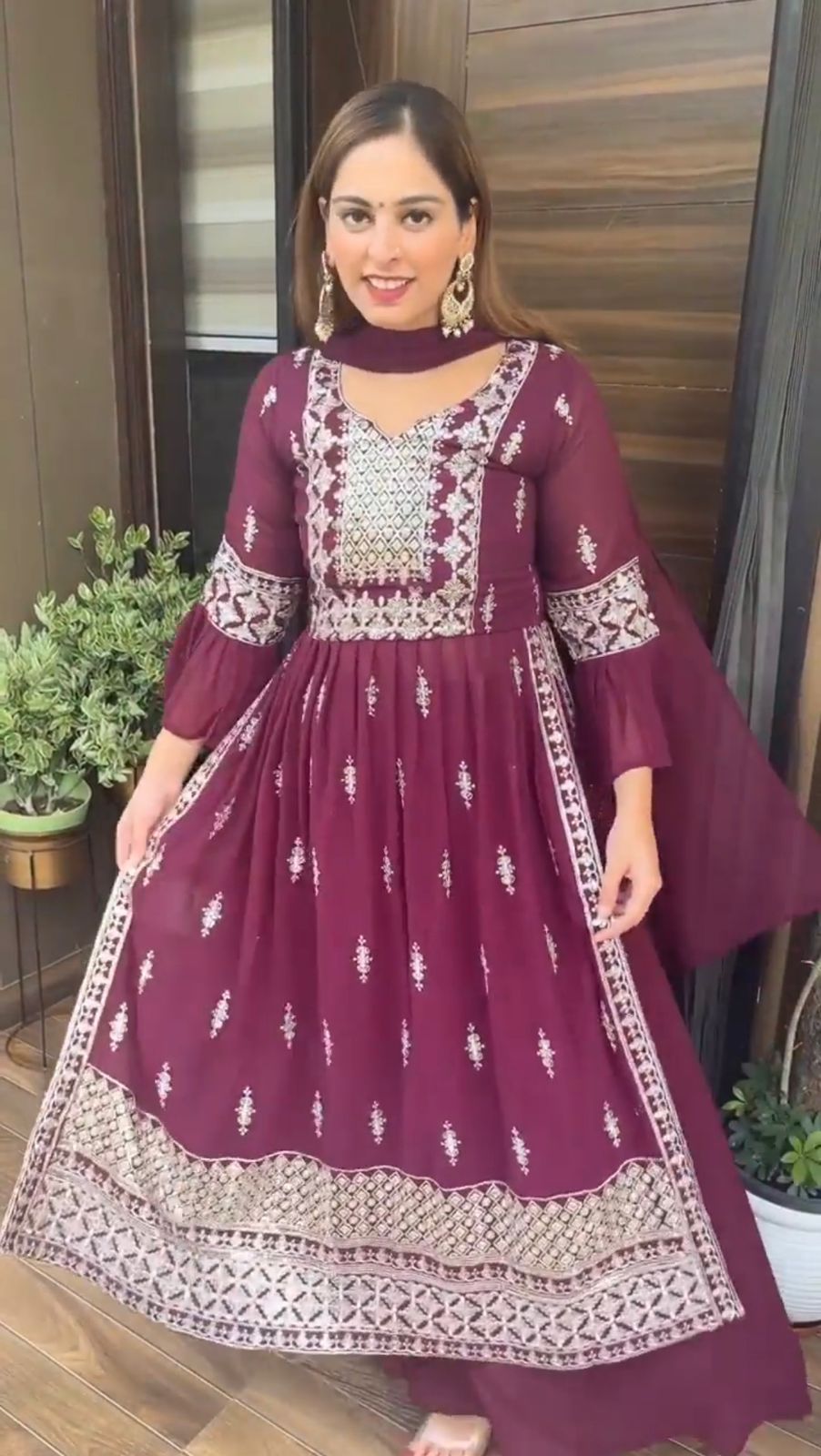 Maroon Kurtas Ethnic Sets And Bottoms - Joshindia