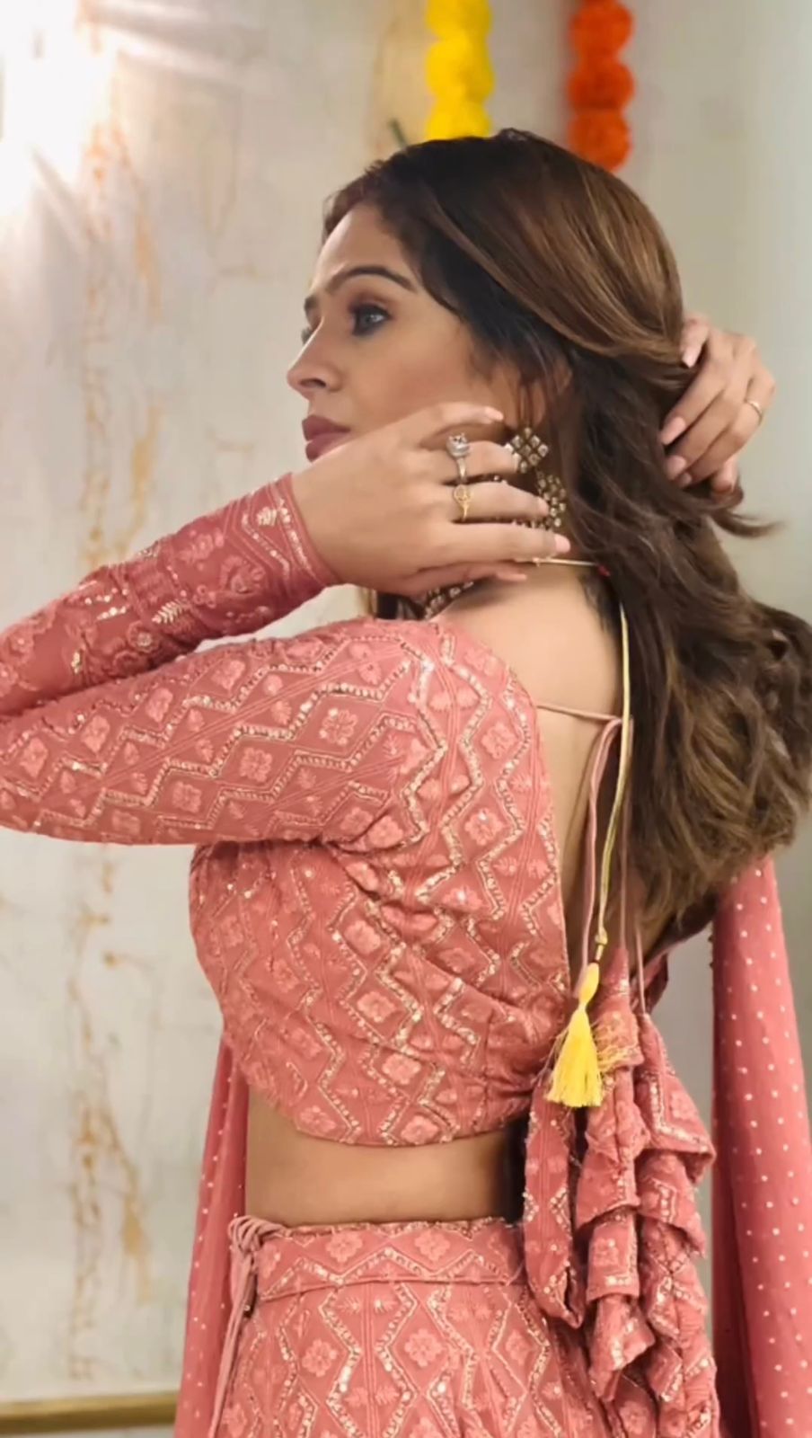 Buy Latest Peach Color Lehenga Choli Online - Joshindia