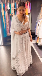 White Mirror Work Lehenga Choli - Joshindia