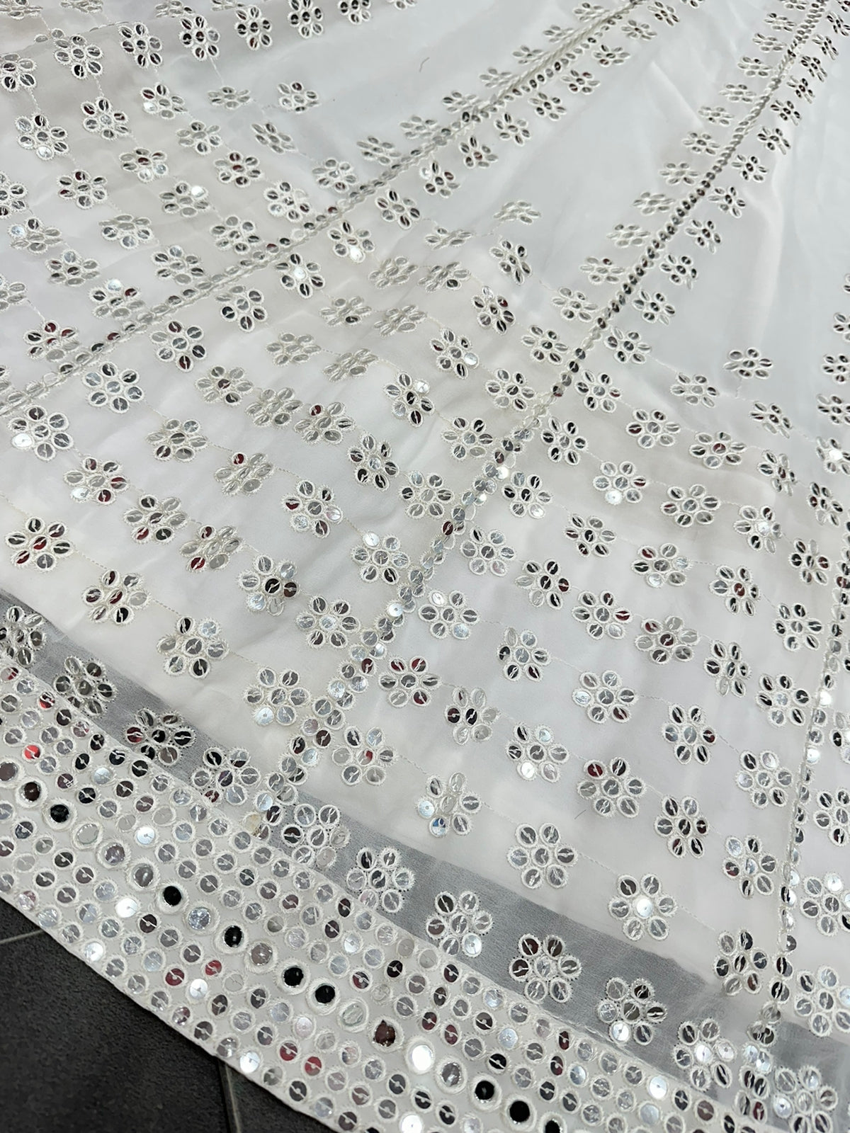 White Mirror Work Lehenga Choli - Joshindia