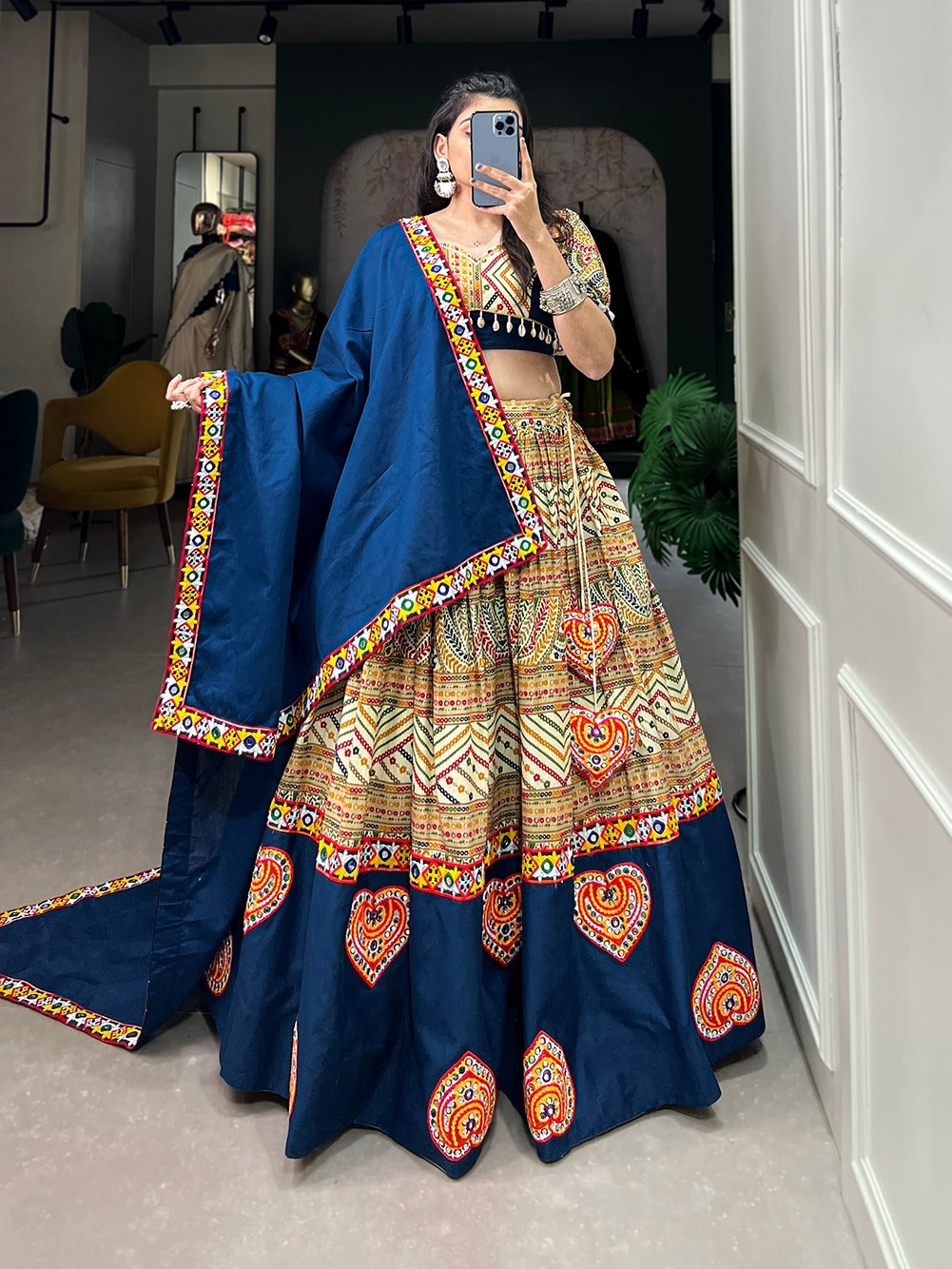 Buy Navratri Beautiful Pure Cotton Lehenga - Joshindia