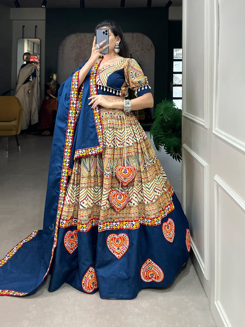 Buy Navratri Beautiful Pure Cotton Lehenga - Joshindia