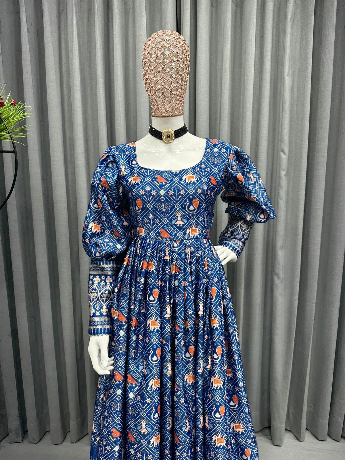 Buy Beautiful Heavy Digital Printed Gota Zari Designer Gown - Joshindia