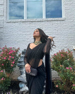Black color beautiful Designer Soft Net Fabric Saree - Joshindia