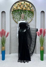 Black color beautiful Designer Soft Net Fabric Saree - Joshindia