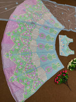 Wedding Wear Heavy Faux Georgette Embroidered Sequence Real Mirror Work Lehenga Choli - Joshindia