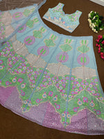 Wedding Wear Heavy Faux Georgette Embroidered Sequence Real Mirror Work Lehenga Choli - Joshindia