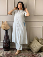 Amazing White Cotton A Line Kurta Set with Pockets - Joshindia
