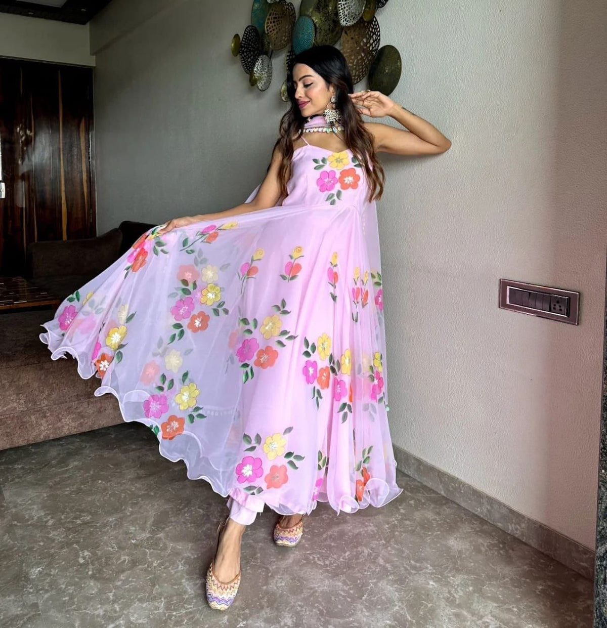 Buy Beautiful pink color koti flower dress - Joshindia