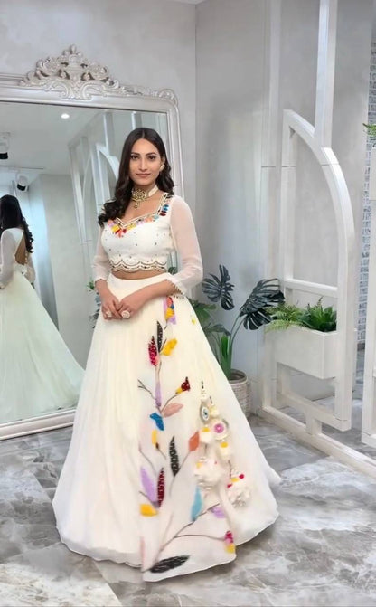 Designer Wedding Wear Heavy Chine Sequence Work Lehenga Choli With Dupatta
