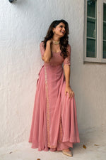 Dusty Pink Sequin Pannel Long Dress - Joshindia