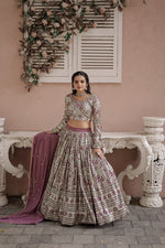 Onion Color Faux Georgette Beautiful Lehenga Design - Joshindia