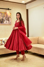 Red Chikankari Kurti - Joshindia