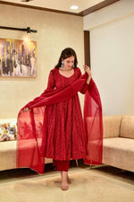 Red Chikankari Kurti - Joshindia