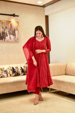 Red Chikankari Kurti - Joshindia