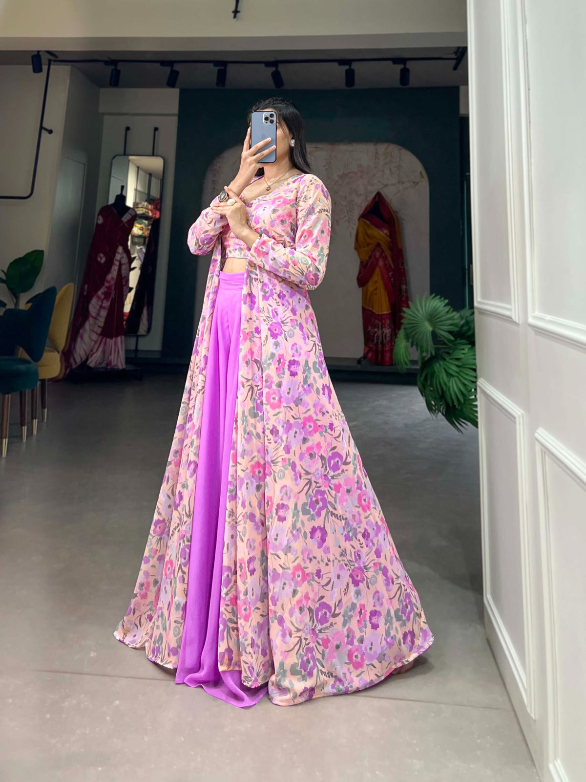 Buy Floral Print Shrug with Top & Palazzo Online - Joshindia