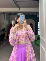 Buy Floral Print Shrug with Top & Palazzo Online - Joshindia