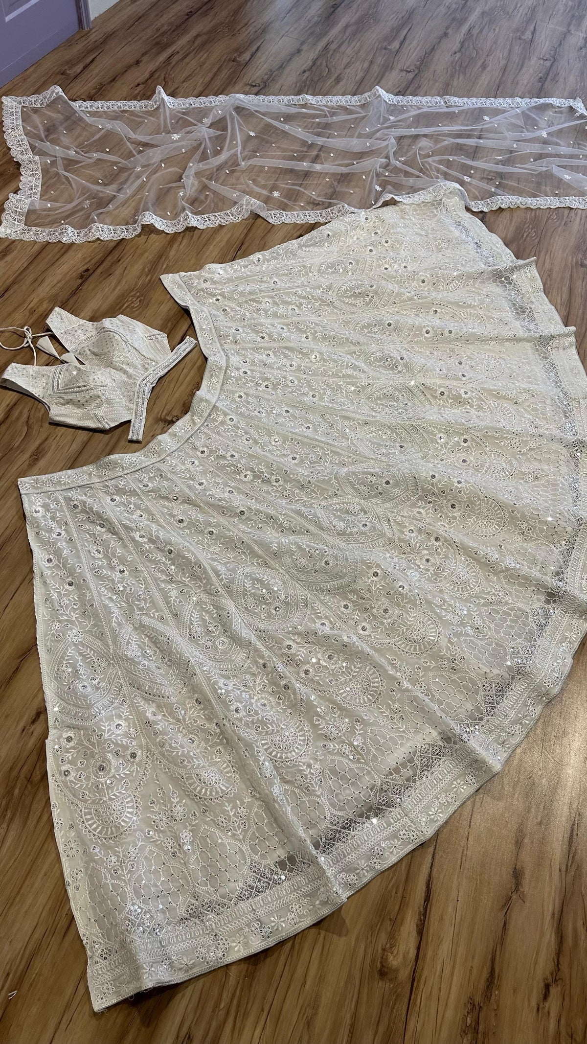 Georgette Embroidery With Sequins Work Wedding Wear Lehenga - Joshindia