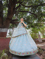 Sky Blue Lehenga For Women - Joshindia