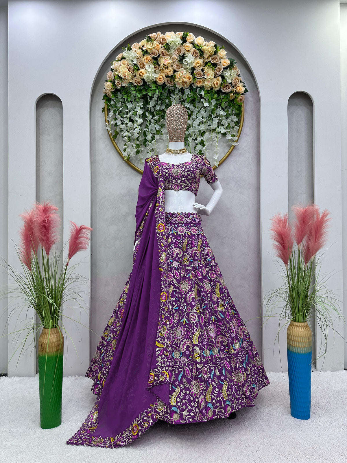 Buy Indian Designer Purple Lehenga Choli Online - Joshindia